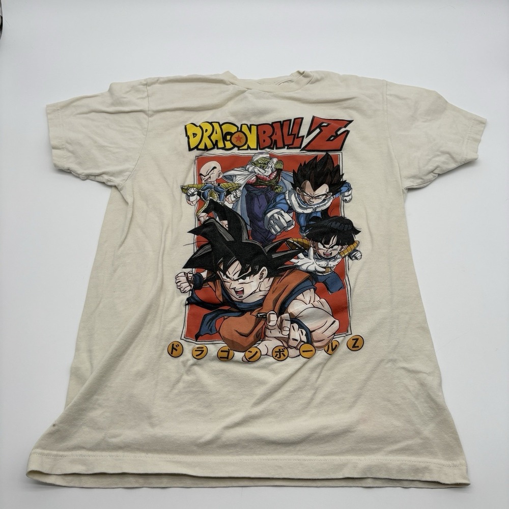 Dragon Ball Z Shirt Mens Medium M Cream Beige Z Fighters Goku Graphic Tee